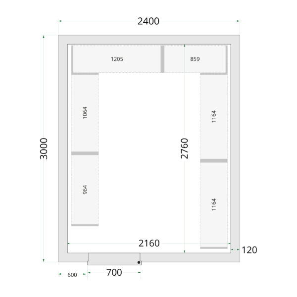 Tefcold CR 120x150x220 Kylmähuone-elementit 80 mm – kuva 4