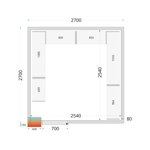 Tefcold CR 270x270x220 Cold Room Panels 80 mm