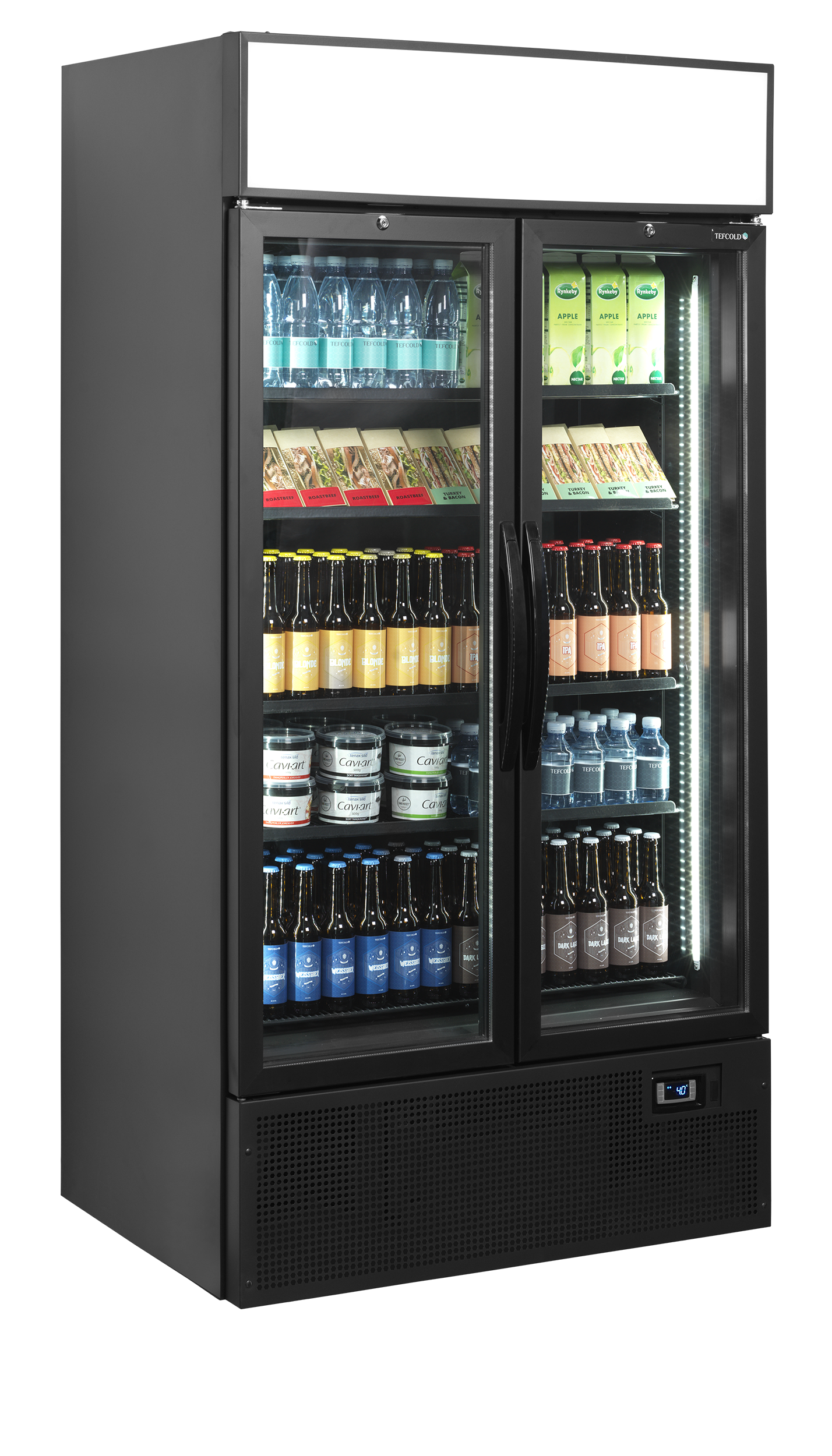 Tefcold FSC1000H BLACK Black 2-door display cooler with canopy – kuva 1