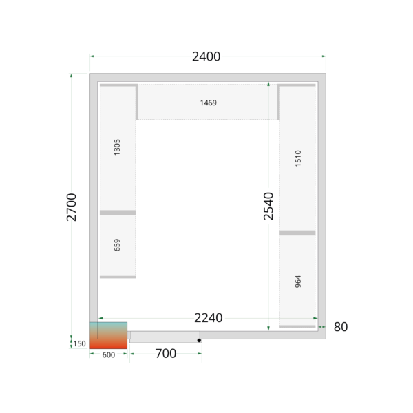 Tefcold CR 240x270x220 Cold Room Panels 80 mm