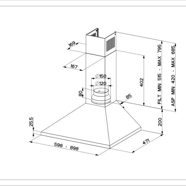 Cooker hood Faber VALUE PB BK A60 – kuva 2
