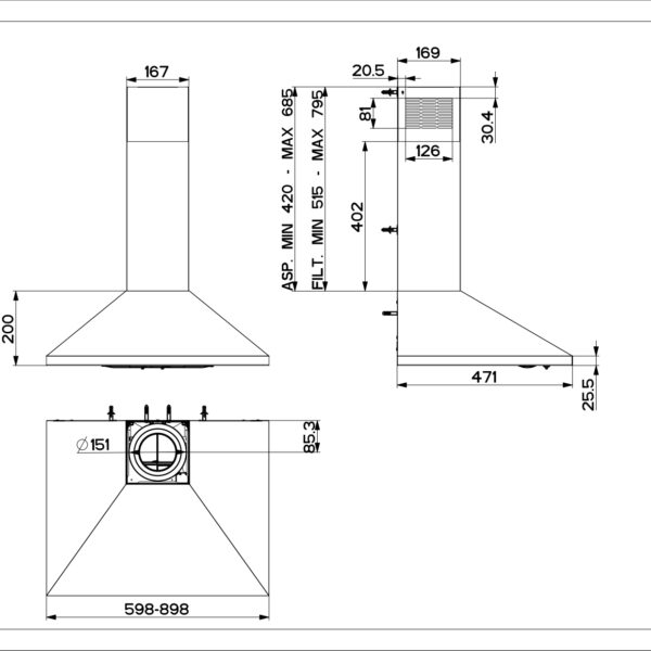 Cooker hood Faber VALUE PB BK A60 – kuva 3