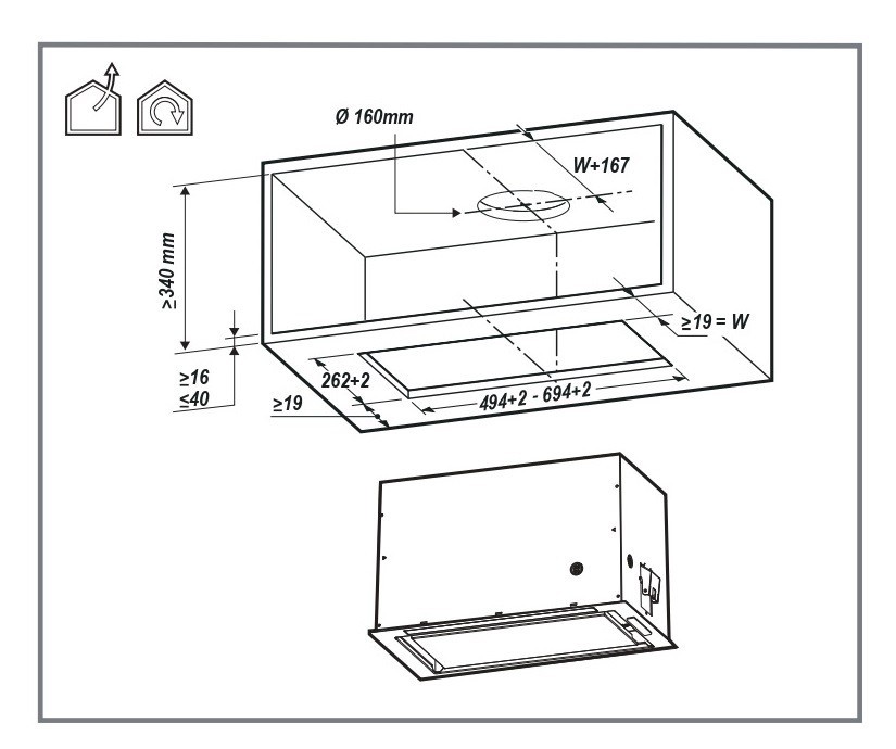 Built-in cooker hood DHG1542X – kuva 4