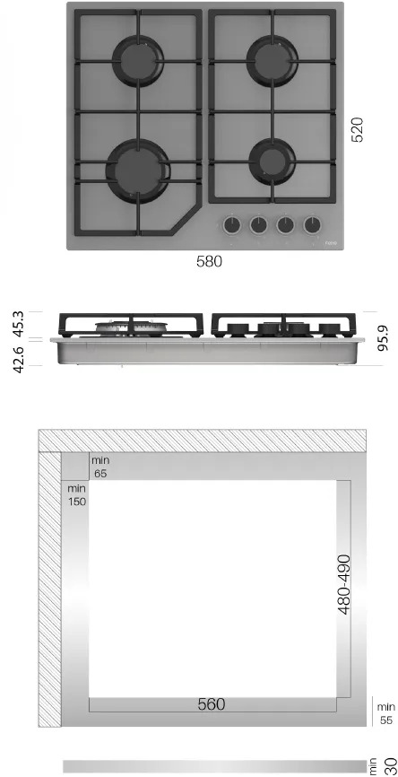 Gas hob Kluge – kuva 3